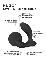 Черный вибромассажер простаты с пультом ДУ Hugo 2 Remote - Lelo - в Симферополе купить с доставкой