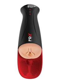 Телесный мастурбатор-вагина в черной колбе с вибрацией Fuck-O-Matic Pro XL - Pipedream - в Симферополе купить с доставкой