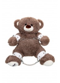 Бондажный набор: бурый мишка с белыми оковами и наручниками - Pecado - купить с доставкой в Симферополе