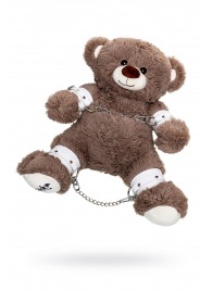 Бондажный набор: бурый мишка с белыми оковами и наручниками - Pecado - купить с доставкой в Симферополе