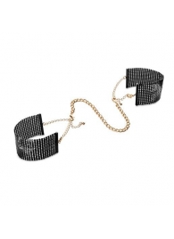 Чёрные дизайнерские наручники Desir Metallique Handcuffs Bijoux - Bijoux Indiscrets - купить с доставкой в Симферополе