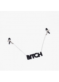 Зажимы на соски с кожаной подвеской Bitch - Crazy Handmade - купить с доставкой в Симферополе