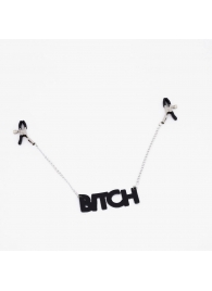 Зажимы на соски с кожаной подвеской Bitch - Crazy Handmade - купить с доставкой в Симферополе