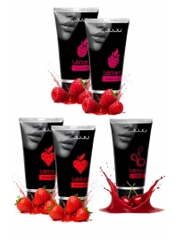 Набор из 5 съедобных лубрикантов JUJU (клубника х 2, малина х 2, вишня) - JuJu - купить с доставкой в Симферополе Набор из 5 съедобных лубрикантов JUJU (клубника х 2, малина х 2, вишня) - JuJu - купить с доставкой в Симферополе