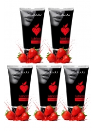 Набор из 5 съедобных лубрикантов JUJU со вкусом клубники - JuJu - купить с доставкой в Симферополе Набор из 5 съедобных лубрикантов JUJU со вкусом клубники - JuJu - купить с доставкой в Симферополе