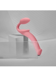 Розовый безремневой страпон Strap-on-me Semi-Realistic Bendable Strap-On size M - Strap-on-me - купить с доставкой в Симферополе