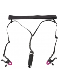 Женские вибростринги с зажимами для половых губ Spreader String with Vibrator - Orion - купить с доставкой в Симферополе