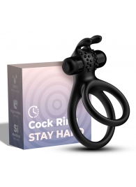 Черное эрекционное виброкольцо с подхватом мошонки Stay Hard - Boys of Toys - в Симферополе купить с доставкой