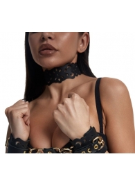 Черный ажурный чокер с золотистой фурнитурой - Crazy Handmade - купить с доставкой в Симферополе