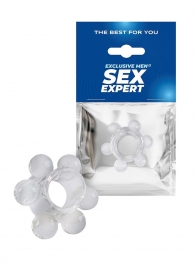 Прозрачное эрекционное кольцо с 6 стимулирующими шариками - Sex Expert - в Симферополе купить с доставкой