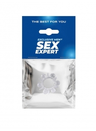 Прозрачное эрекционное кольцо с шариками и шипами - Sex Expert - в Симферополе купить с доставкой