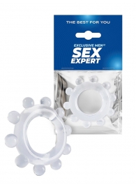 Прозрачное эрекционное кольцо со стимулирующими шариками - Sex Expert - в Симферополе купить с доставкой