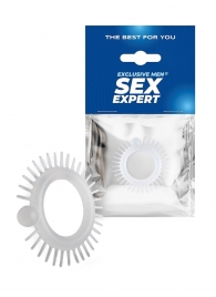 Эластичное эрекционное кольцо с шипиками и шариком - Sex Expert - в Симферополе купить с доставкой