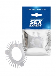 Эластичное эрекционное кольцо с 3 шариками и шипами - Sex Expert - в Симферополе купить с доставкой