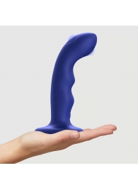 Синяя насадка-стимулятор Strap-On-Me Tapping Dildo Wave - Strap-on-me - купить с доставкой в Симферополе