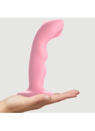 Розовая насадка-стимулятор Strap-On-Me Tapping Dildo Wave - Strap-on-me - купить с доставкой в Симферополе