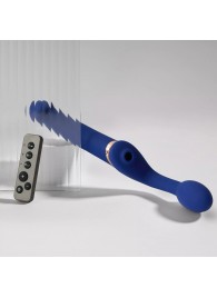 Синий безремневой страпон Multi Orgasm Bendable Strap-On size XL с клиторальной стимуляцией - Strap-on-me - купить с доставкой в Симферополе