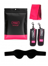 Черно-розовый эротический набор: маска, наручники и повязка - Erokay - купить с доставкой в Симферополе