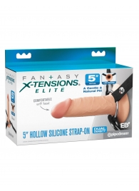 Телесный пустотелый фаллопротез 5’’ Hollow Silicone Strap-On - 14 см. - Pipedream - купить с доставкой в Симферополе