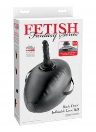 Черный надувной мяч с платформой для фиксации дилдо Body Dock Inflatable Love Ball - Pipedream - купить с доставкой в Симферополе