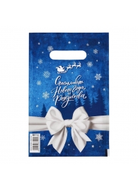 Сине-белый подарочный новогодний пакет с вырубной ручкой (20х30 см) - Сима-Ленд - купить с доставкой в Симферополе