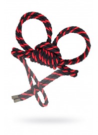 Черно-красные наручники-оковы ’’Узел-омега’’ из хлопковой веревки - Pecado - купить с доставкой в Симферополе