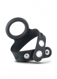 Черное эрекционное кольцо с подхватом мошонки на кнопках VS6 - Blush Novelties - в Симферополе купить с доставкой