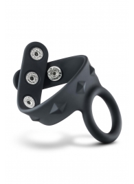 Черное эрекционное кольцо с подхватом мошонки на кнопках VS6 - Blush Novelties - в Симферополе купить с доставкой