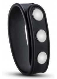 Черное эрекционное кольцо на кнопках - Blush Novelties - в Симферополе купить с доставкой