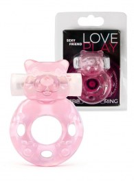 Розовое эрекционное виброкольцо в форме мишки - 1137 - в Симферополе купить с доставкой