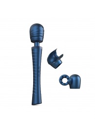 Синий вибромассажёр с насадками Man.wand Edgy - Manwan - в Симферополе купить с доставкой