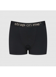 Черные трусики-боксеры для фиксации насадок Strap-on-me Harness Lingerie Allure - size M - Strap-on-me - купить с доставкой в Симферополе