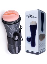 Телесный мастурбатор-вагина в черной колбе с вибрацией - Boys of Toys - в Симферополе купить с доставкой