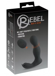 Черная анальная пробка с вибрацией, вращением и пультом ДУ RC Butt Plug with 2 Functions - Orion - в Симферополе купить с доставкой