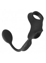 Черное виброкольцо с анальной пробкой Cock Ring with RC Butt Plug - Orion - в Симферополе купить с доставкой