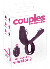 Фиолетовая насадка на член с клиторальным отростком и пультом ДУ RC Couple’s Vibrator 2 - Orion - в Симферополе купить с доставкой