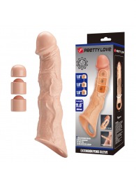 Телесный фаллоудлинитель с 3 вставками - 28 см. - Baile - в Симферополе купить с доставкой