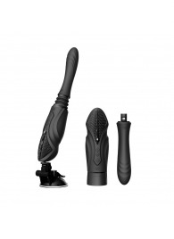 Черная секс-машина с функцией нагрева, насадками и присоской Sesh - Zalo - купить с доставкой в Симферополе