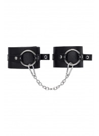 Черные оковы из толстой кожи с люверсами - Pecado - купить с доставкой в Симферополе