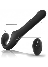 Черный безремневой страпон с вибрацией и возвратно-поступательными движениями - 24 см. - Ibiza - купить с доставкой в Симферополе