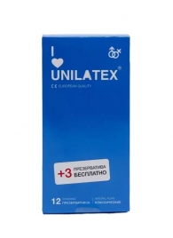 Классические презервативы Unilatex Natural Plain - 12 шт. + 3 шт. в подарок - Unilatex - купить с доставкой в Симферополе