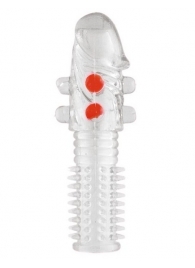 Гелевая прозрачная насадка с шариками и шипами - 14 см. - Toyfa Basic - в Симферополе купить с доставкой