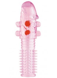 Гелевая розовая насадка с шариками и шипами - 14 см. - ToyFa - в Симферополе купить с доставкой