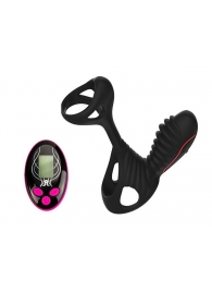 Чёрная насадка на фаллос Gladiator + LRS  с трехкнопочным пультом управления - Adrien Lastic - в Симферополе купить с доставкой