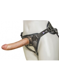 Насадка-фаллоимитатор на кожаных трусиках Harness Ultra Realistic 7  - 18 см. - LOVETOY (А-Полимер) - купить с доставкой в Симферополе