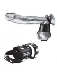 Утяжка на пенис и мошонку Cock Ring With 1.5  Ball Stretcher And Optional Weight Ring - BlueLine - купить с доставкой в Симферополе