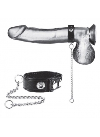 Утяжка на пенис с поводком Snap Cock Ring With 12  Leash - BlueLine - купить с доставкой в Симферополе