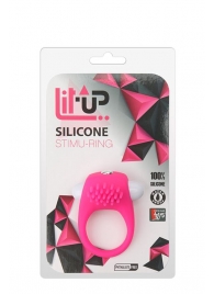 Розовое эрекционное кольцо с щеточкой LIT-UP SILICONE STIMU RING 5 - Dream Toys - в Симферополе купить с доставкой