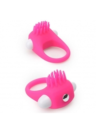 Розовое эрекционное кольцо с щеточкой LIT-UP SILICONE STIMU RING 5 - Dream Toys - в Симферополе купить с доставкой