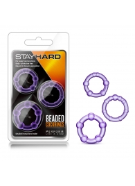 Набор из 3 фиолетовых эрекционных колец Stay Hard Beaded Cockrings - Blush Novelties - в Симферополе купить с доставкой